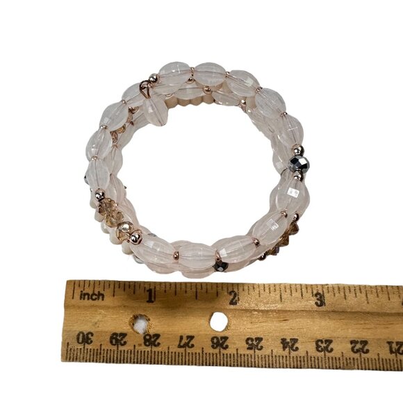 NY & Co Beaded Coiled Bracelet Stacked Pink Silver NWT - Picture 2 of 8